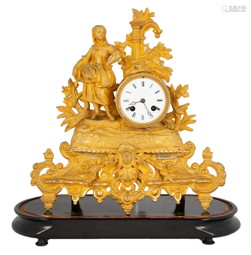 French Gilt Brass Shelf Clock