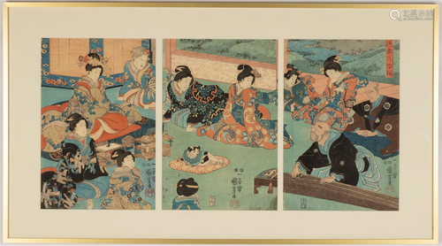 Japanese Triptych Woodblock