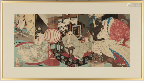 Japanese Triptych Woodblock