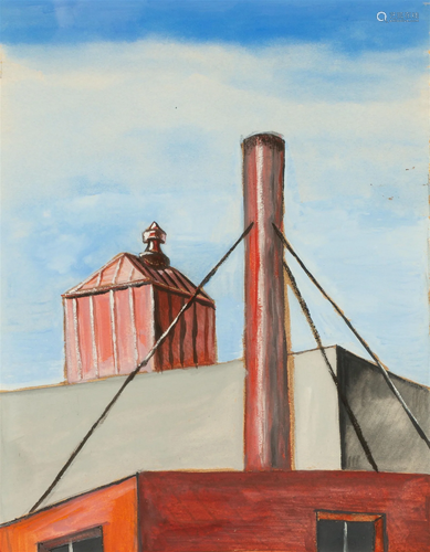 Wade White (American, 1909-1995) "Red Smoke Stack"