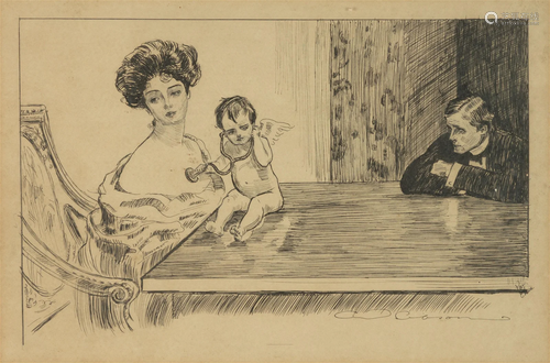 Charles Dana Gibson (American, 1867-1944) Cupid with Stethos...