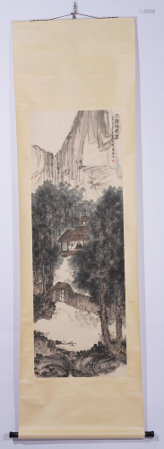 Chinese Painting Fu Baoshi Mountain Vertical Scroll
