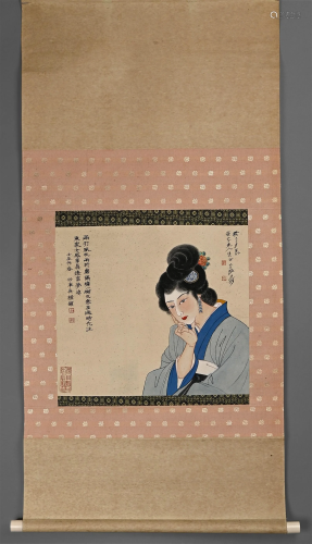 Chinese Painting Zhang Daqian Lady Vertical scroll