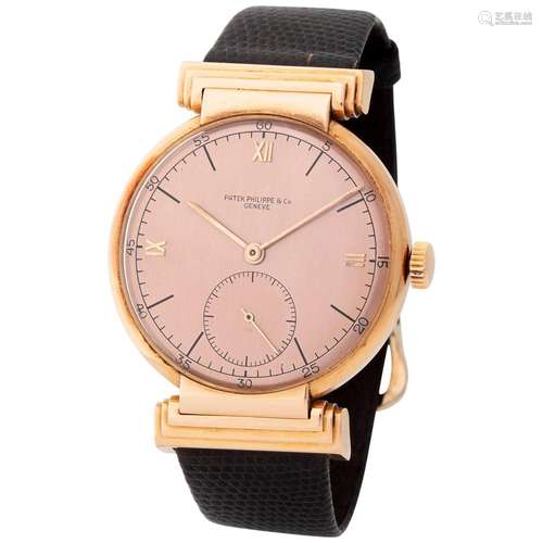 PATEK PHILIPPE. VERY FINE AND UNUSUAL, HOODED MOBILE LUGS WR...