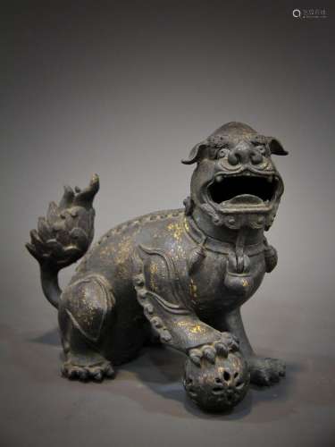 A bronze lion of the 18th century in China