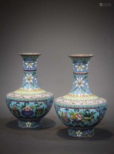 A pair of 18th century copper vases in China