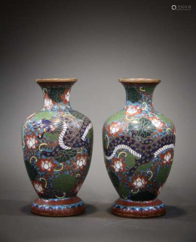 A pair of 18th century copper vases in China