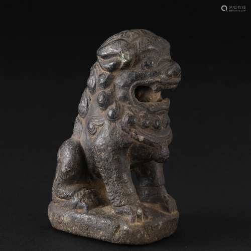 A Chinese Carved Stone Lion Sui Dyn.