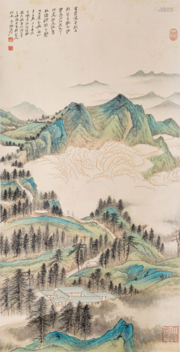 A Chinese Scroll Painting By Zhang Daqian