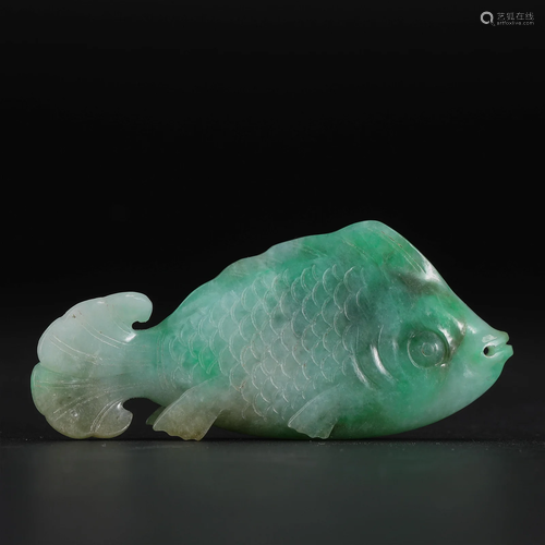 A Chinese Carved Jadeite Carp Qing Dyn.