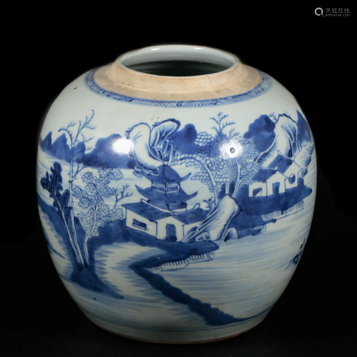 A Chinese Blue and White Jar Qing Dyn.