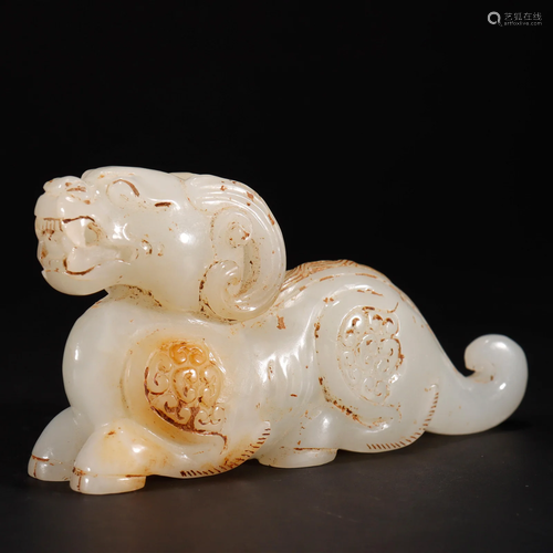 A Chinese Carved Russet Jade Beast Han Dyn.