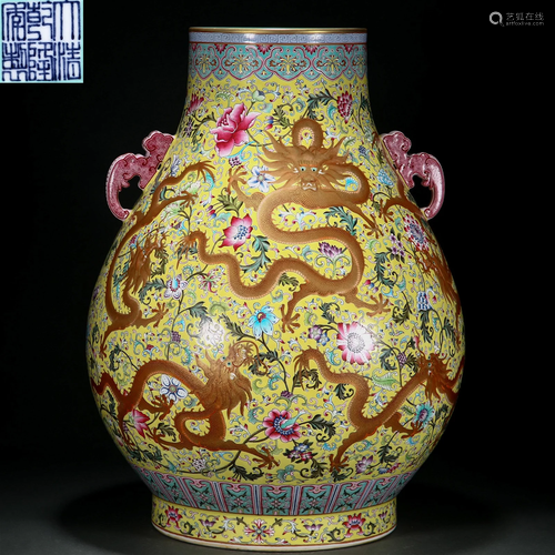 A Chinese Famille Rose Zun Vase Qing Dyn.