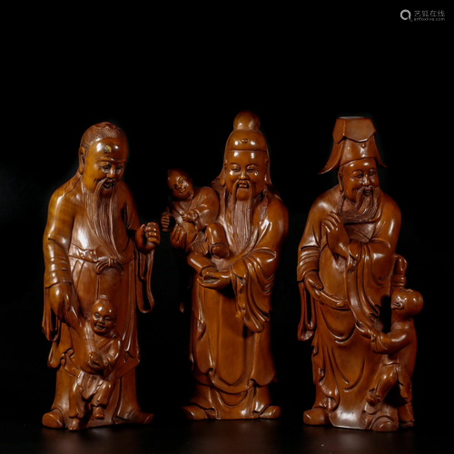 A Chinese Set of Three Longevity Immortals Qing Dyn.