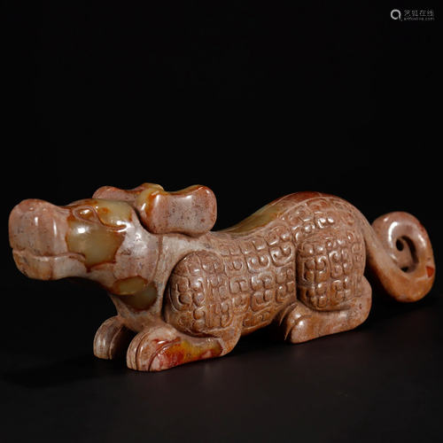 A Chinese Carved Russet Jade Tiger Han Dyn.