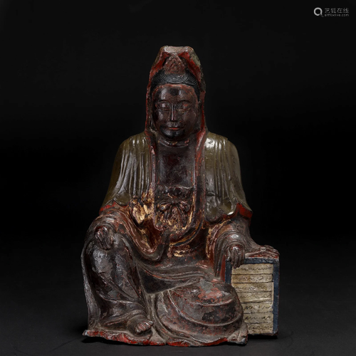 A Chinese Tin Figure of Guanyin Qing Dyn.