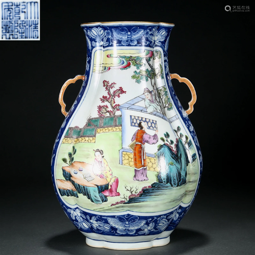 A Chinese Famille Rose Zun Vase Qing Dyn.