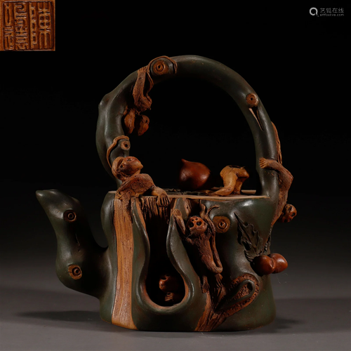 A Chinese Yixing Glazed Teapot Qing Dyn.