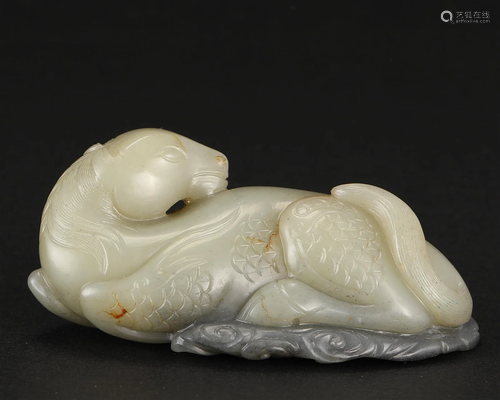 A Chinese Carved Jade Horse Qing Dyn.