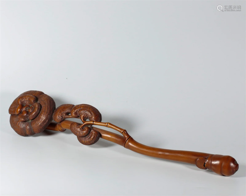 A Chinese Carved Boxwood Ruyi Scepter Qing Dyn.