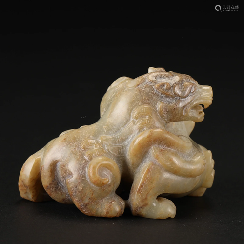 A Chinese Carved Jade Beast Han Dyn.