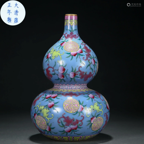 A Chinese Famille Rose Double Gourds Vase Qing Dyn.