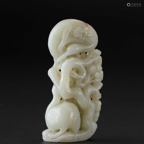 A Chinese Carved White Jade Decoration Qing Dyn.