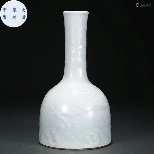 A Chinese White Glazed Bell Shaped Vase Qing Dyn.