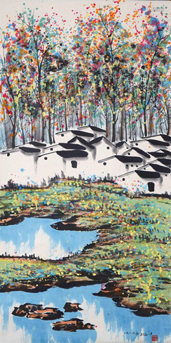 A Chinese Scroll Painting By Wu Guanzhong