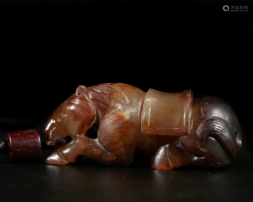 A Chinese Carved Russet Jade Horse Han Dyn.