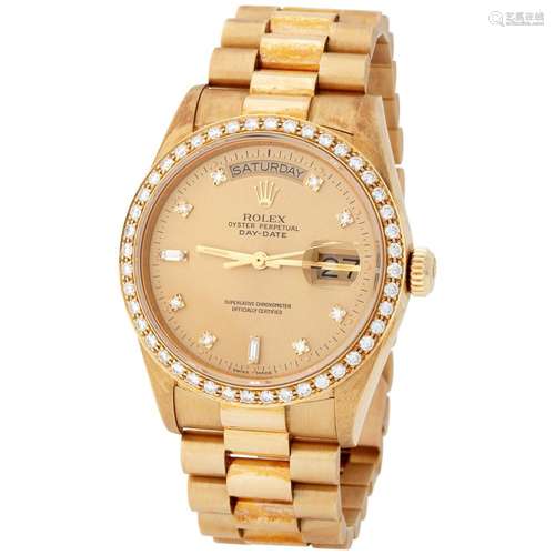 ROLEX. CHARISMATIC AND COLORFUL, DAY-DATE, AUTOMATIC WRISTWA...