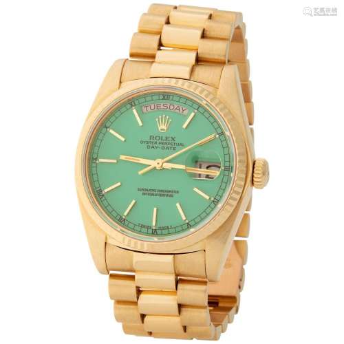 ROLEX. CHARISMATIC AND EXTREMELY ATTRACTIVE, DAY-DATE, AUTOM...