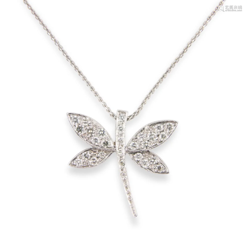 A diamond and white gold pendant necklace