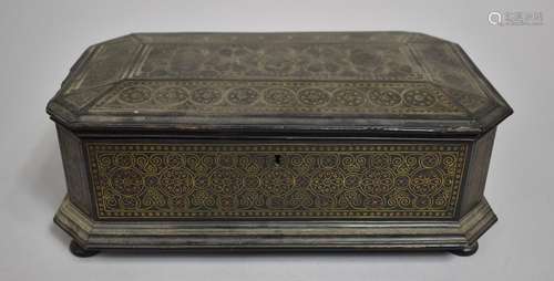 A 19th Century Moorish Copper and Brass Inlaid Box with Hing...