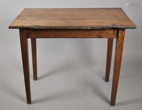 A 19th Century Oak Rectangular Side Table on Tapering Suppor...