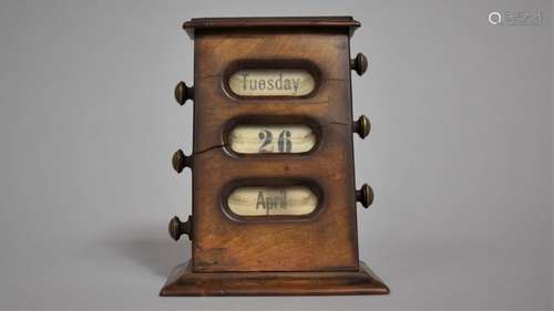 An Edwardian Olive Wood Desk Top Calendar, AF