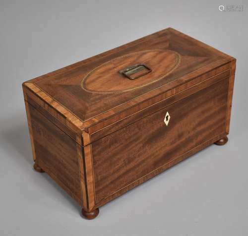 A Regency Inlaid Mahogany Tea Caddy of Sarcophagus Form havi...