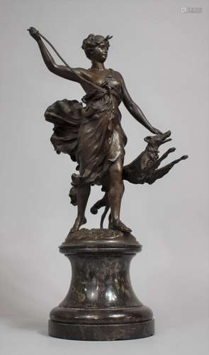 A Late 19th Century Bronze Figure Diana-Goddess of Wild Anim...