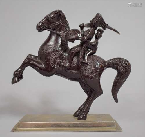 A North Indian or Persian Bronzed Study of Mounted Warrior h...