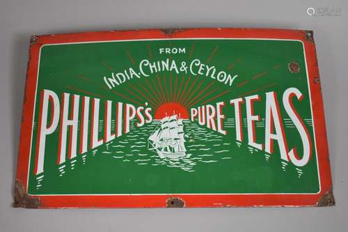 A Vintage Enamel Advertising Sign for Phillipss Pure Teas. 6...