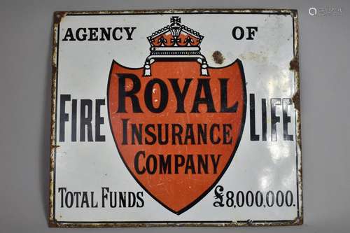 A Vintage Enamel Advertising Sign for Agency of Royal Insura...