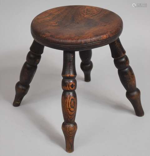 An Early 20th Century Circular Elm Topped Four Legged Stool ...