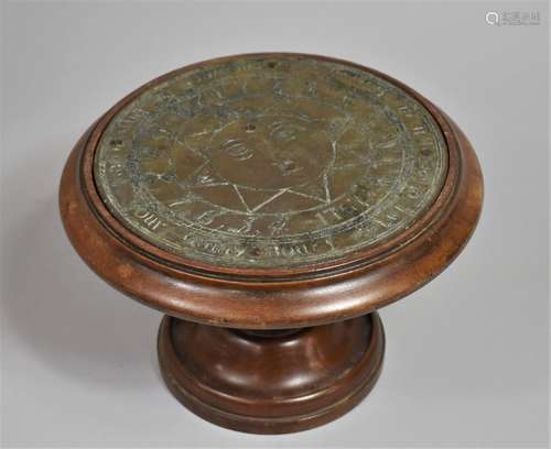 A Mahogany and Brass Desk Top Sundial Tazza, 24cms Diameter