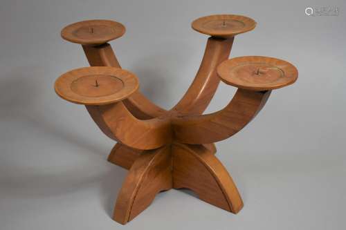 A Mid 20th Century Scandinavian Teak Four Branch Candlestick...