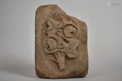 An Ancient Sandstone Fragment Carved with a Tree Motif, Poss...