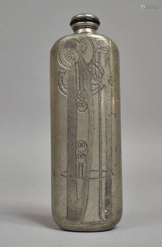 A Charles Rennie Macintosh Pewter Flask with Art Nouveau Mai...