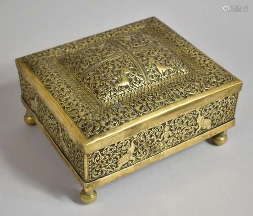 A 19th Century Anglo Indian Ornate Repousse Brass Hinged Box...