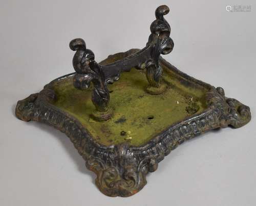 A Cast Iron Victorian Style Boot Scraper on Tray Base