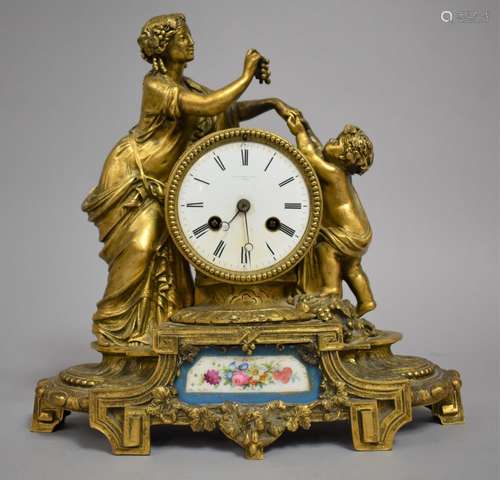 A 19th century French Ormolu Figural Bracket Clock of Baroqu...