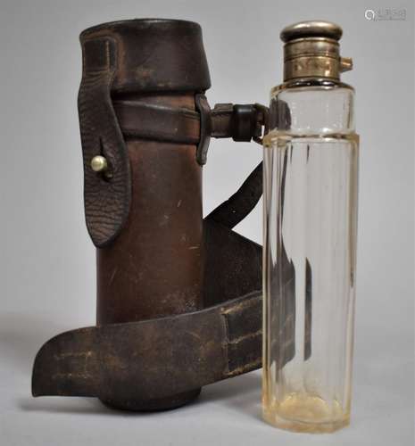 A Late 19th/Early 20th Century Saddle Flask with Leather Hol...